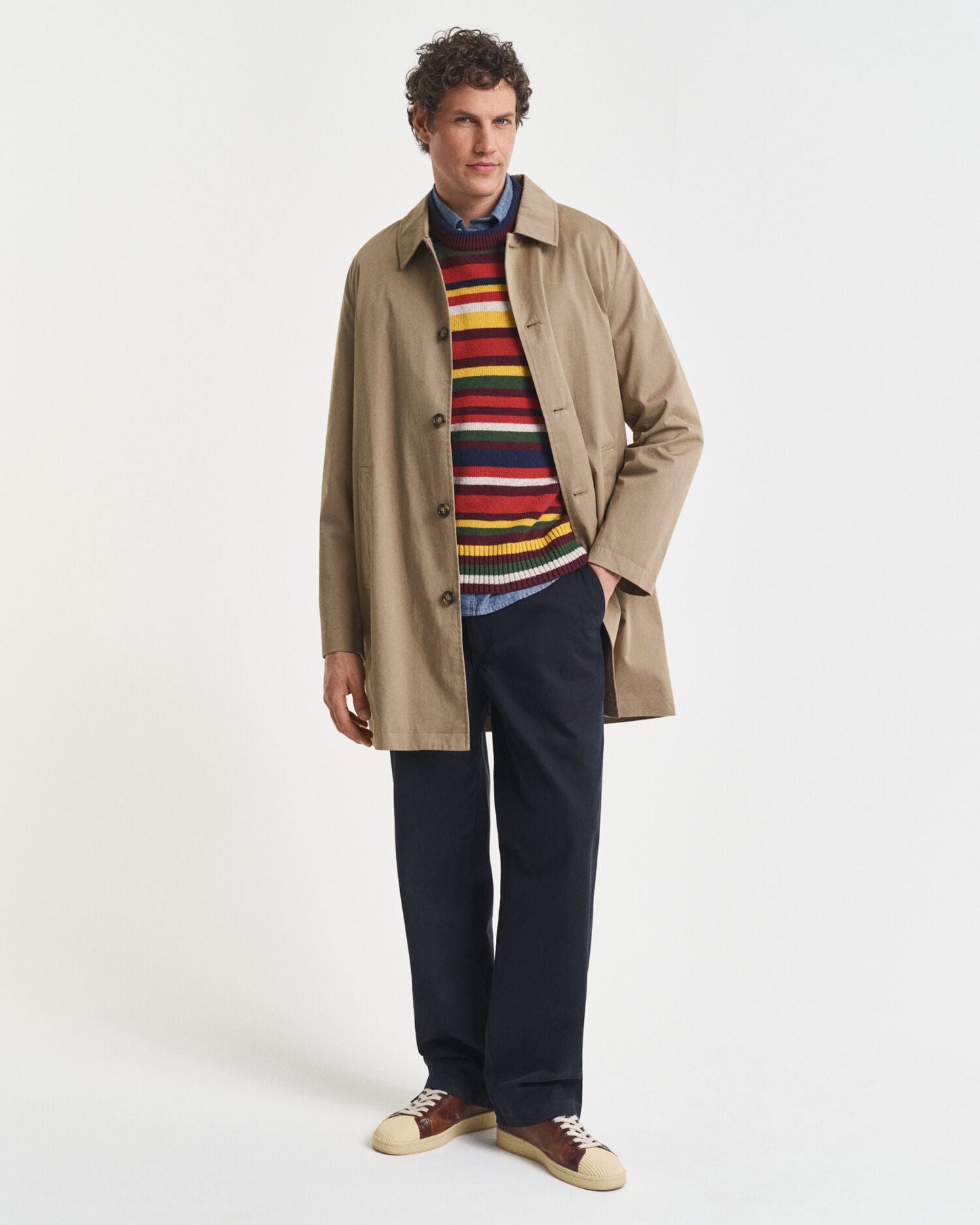 Multicolored Striped Crew Neck Sweater