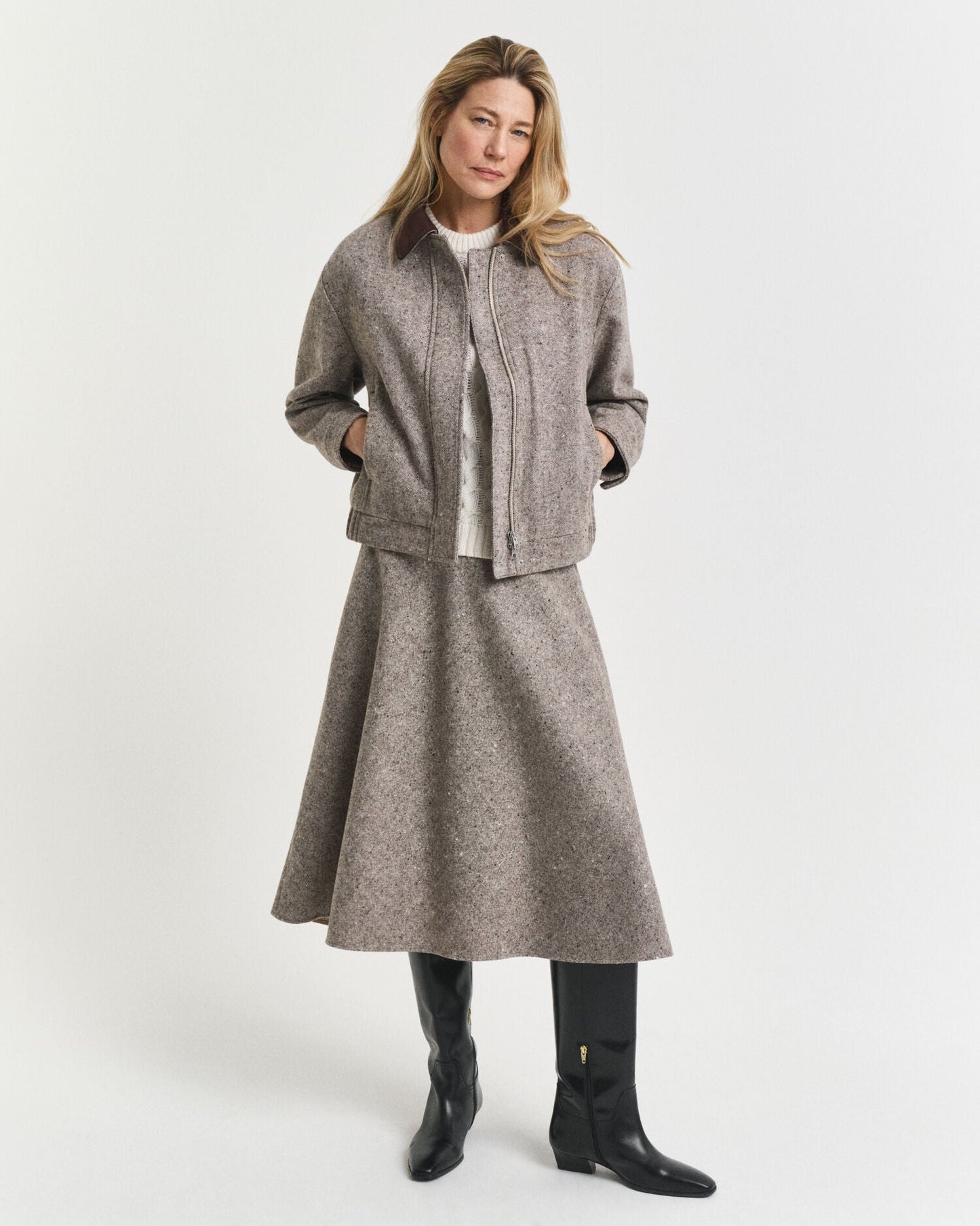Flared Wool Midi Skirt