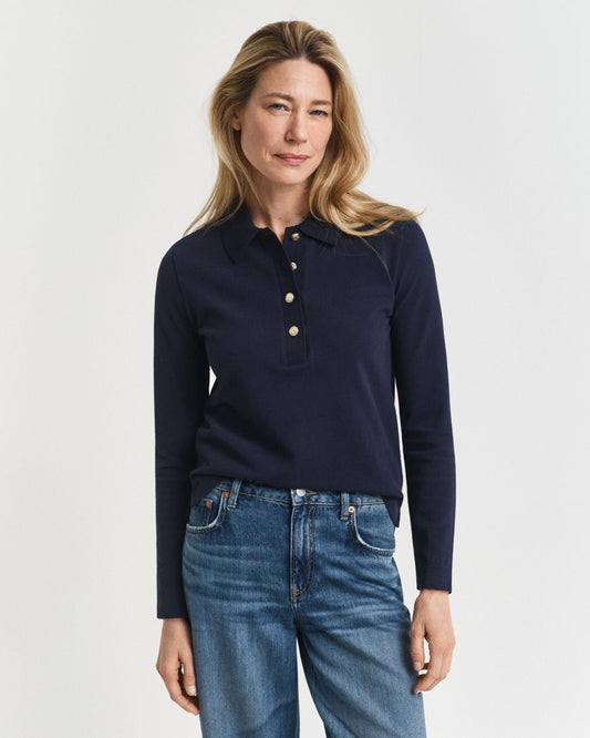 Long Sleeve Pique Polo Shirt