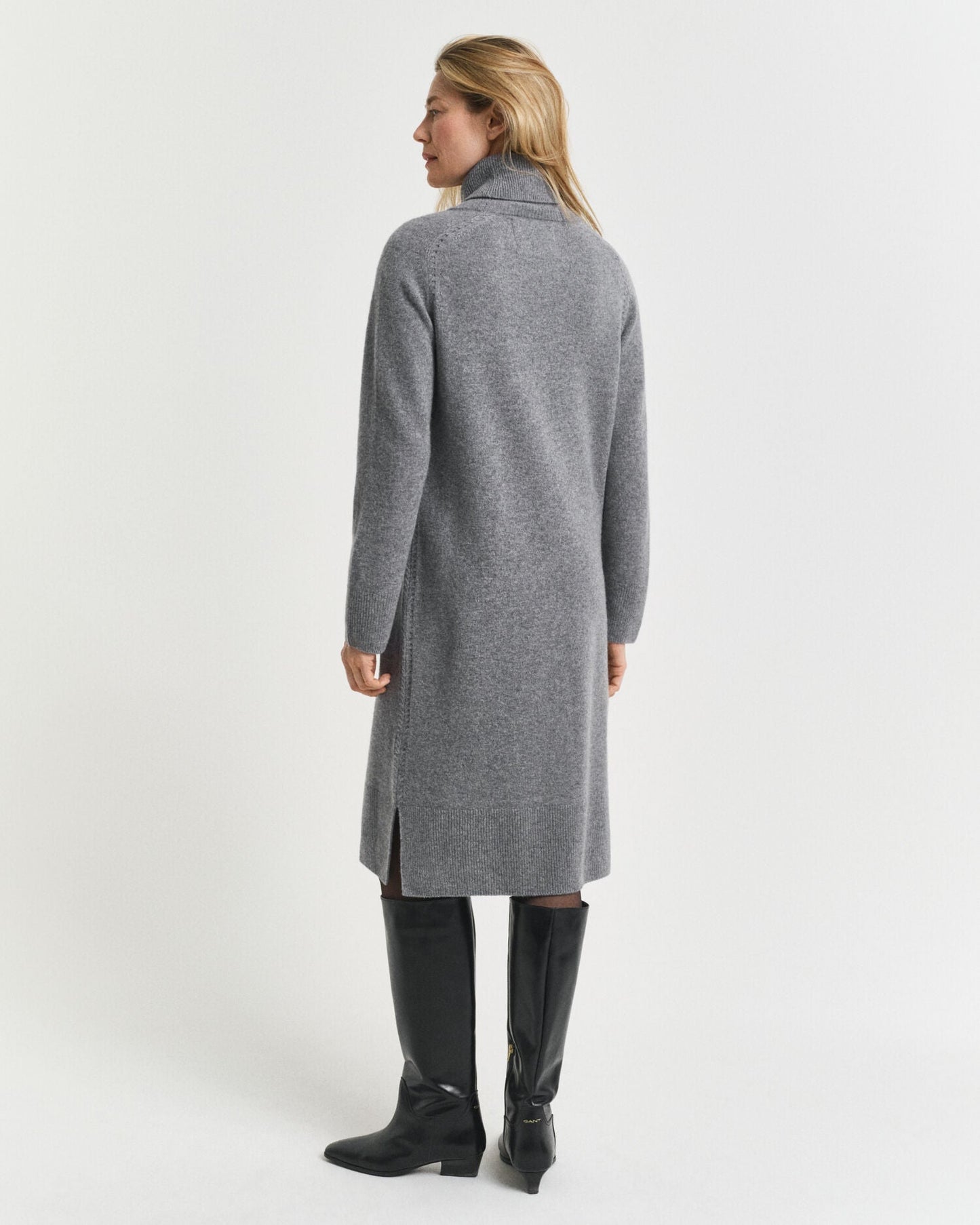 Knit Detail Turtleneck Dress