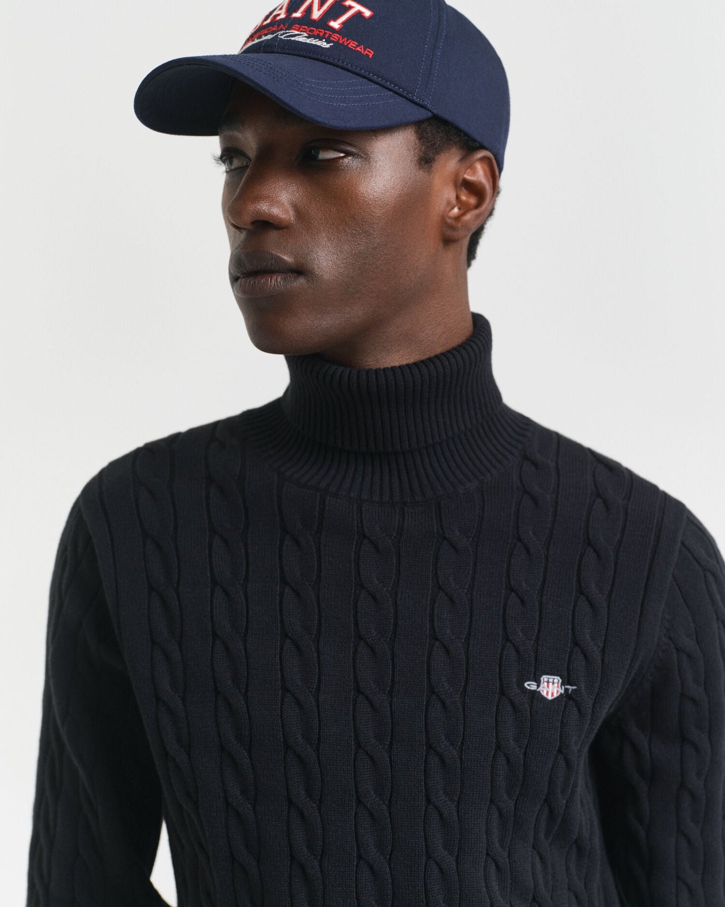 Cotton Cable Knit Turtleneck Sweater