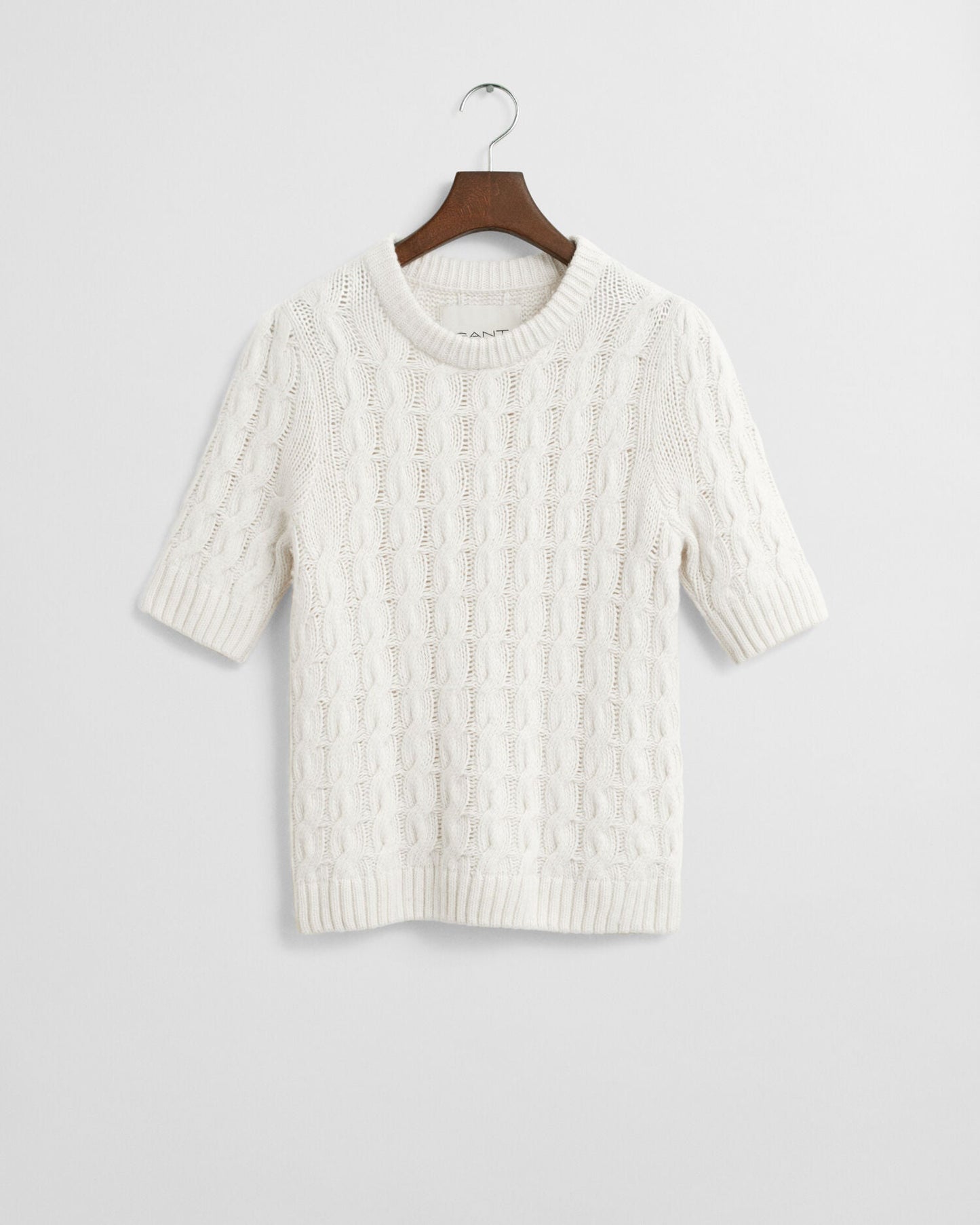 Puff Sleeve Cable Knit Short Sleeve Dress